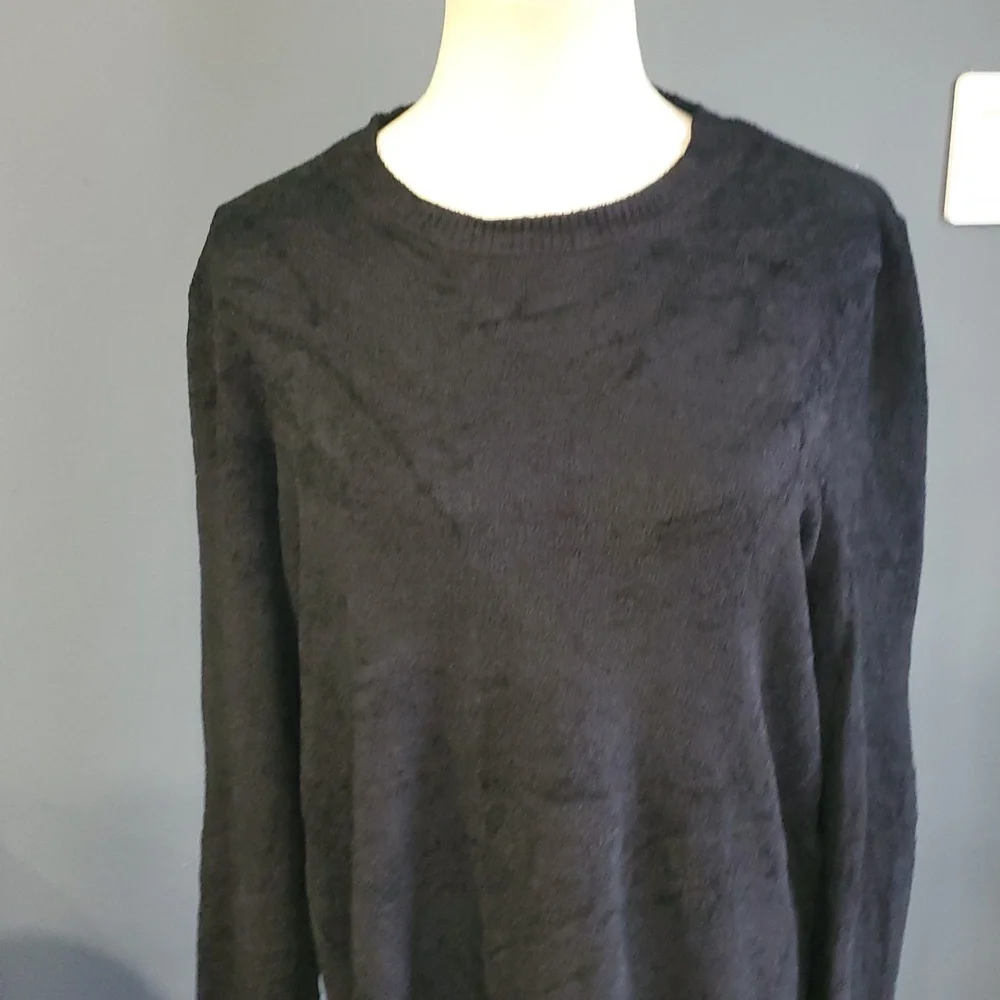 J. Jill Black Crewneck Sweater Relaxed Fit - Picture 3 of 10